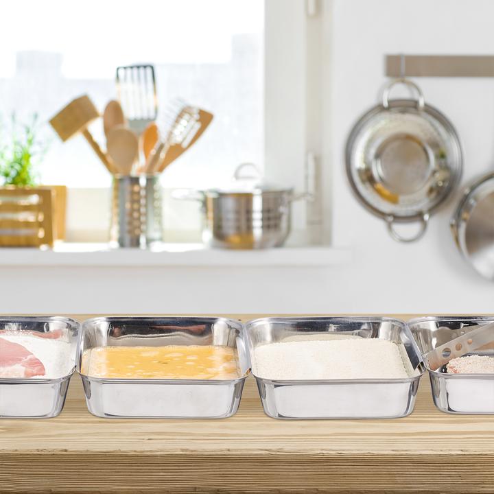 Actual product image Relaxdays Breading Trays Stainless Steel, Batter Station