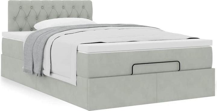 Produktbild VidaXL Ottoman-Bett mit Matratze Hellgrau 120x190 cm Samt (120 x 200 cm)