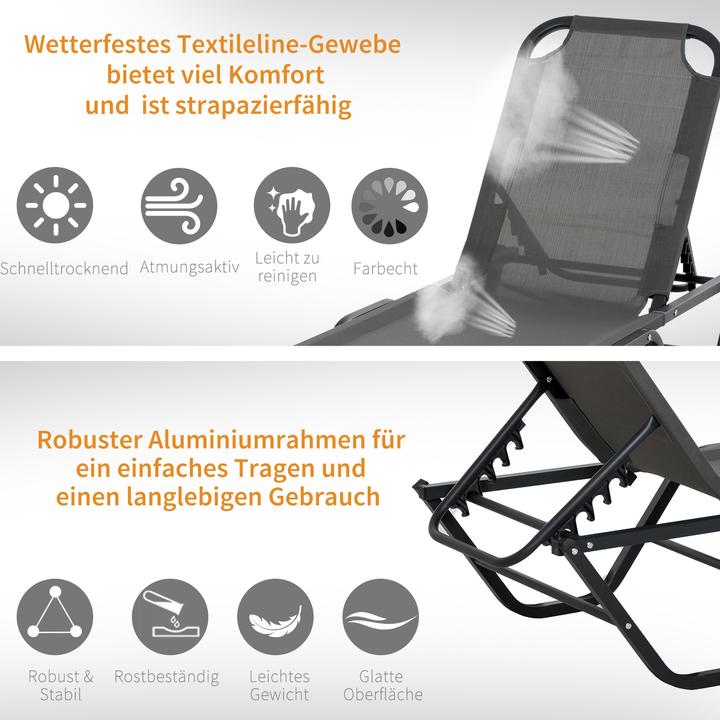 Produktbild Outsunny Sonnenliege mit verstellbarer Rückenlehne (188 cm)