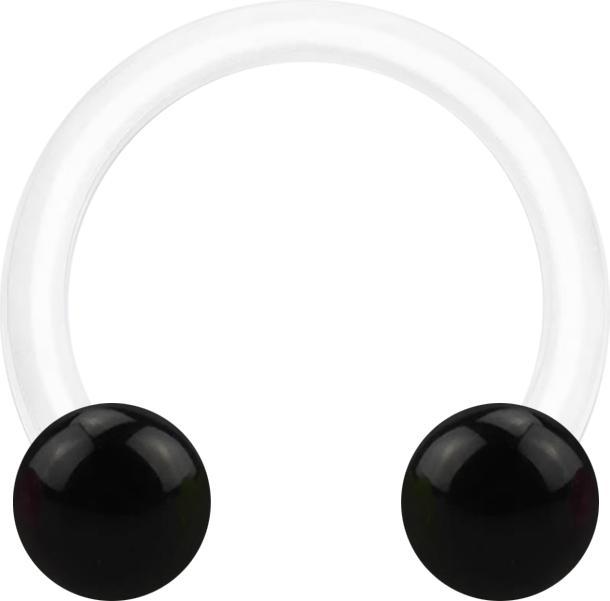 Star Piercing Micro Circular Barbell weiss mit zwei Kugeln schwarz (Acryl, ohne Messing)