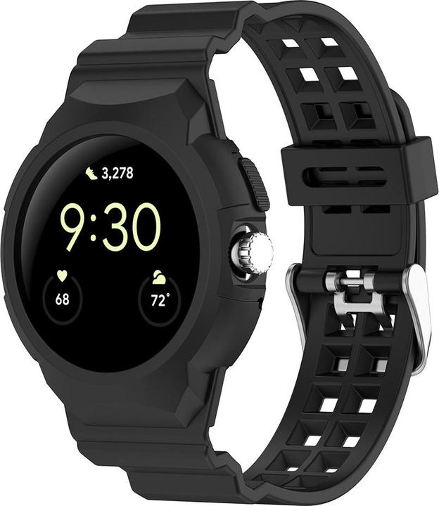 Actual product image Techsuit - Watchband (W065) - Google Pixel Watch / Watch 2 / Watch 3 41mm - Black (Silicone, Watch 2)