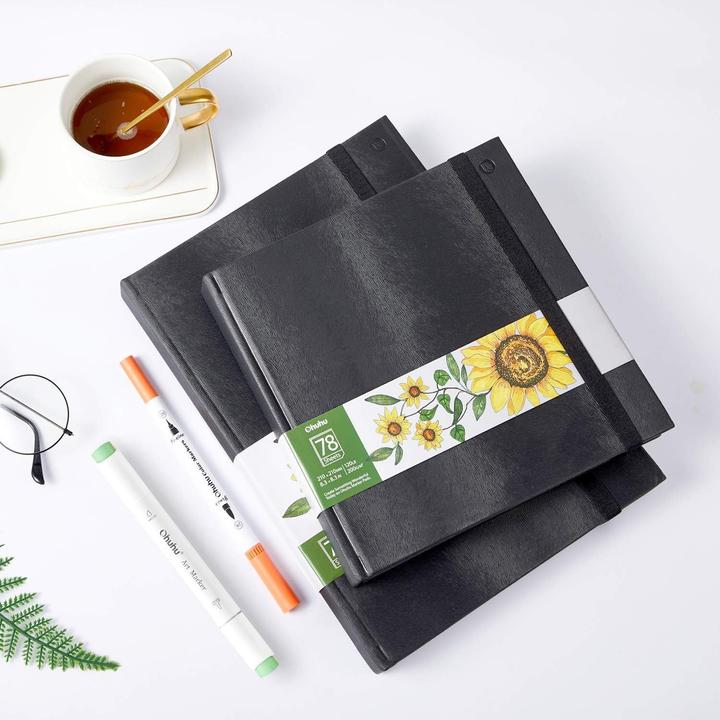Produktbild Ohuhu Kunst-Skizzenbuch, 2er Pack, 70 Blatt (21 x 21 cm, 21 x 29.7 cm, Blanko, Weicher Einband)