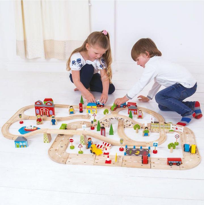 Actual product image Bigjigs Zestaw Drogi Miejskiej z Torem Drewnianym