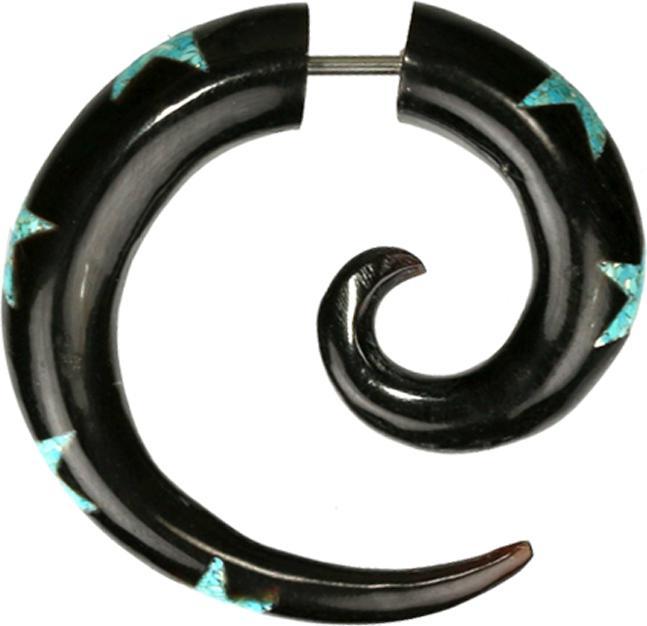 Image du produit Star Piercing Fake Spirale aus Horn Sterne aus Türkis Stein (Organique, Minéral, sans laiton)