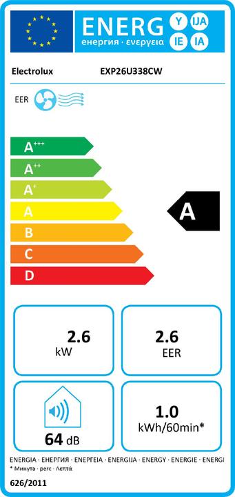 Label énergétique Electrolux Chill Flex Pro (40 m², 9000 BTU/h)