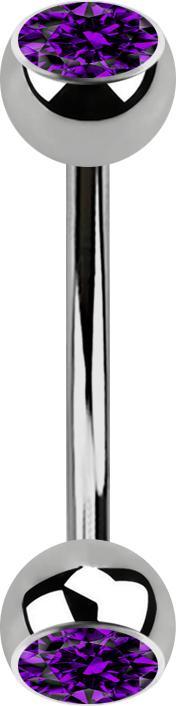 Produktbild Star Piercing Micro Banane silber mit zwei Kugeln Kristall violett (ohne Messing, Titan G23)