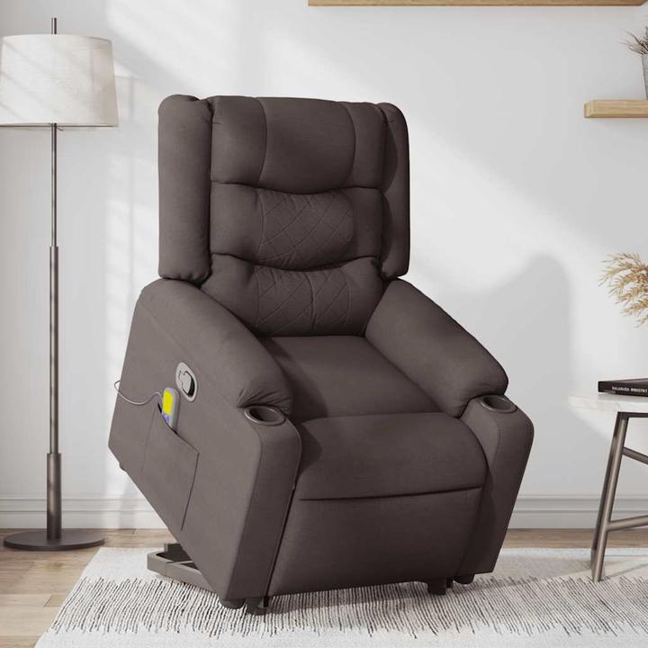 Actual product image VidaXL Massage chair with stand-up aid dark brown fabric
