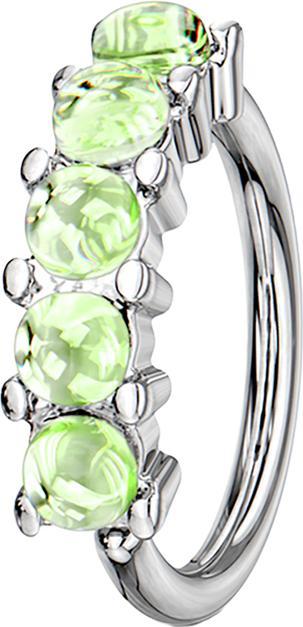 Produktbild Star Piercing Micro Piercing Ring silber fünf Epoxidsteinen grün (Chirurgenstahl 316L, ohne Messing)
