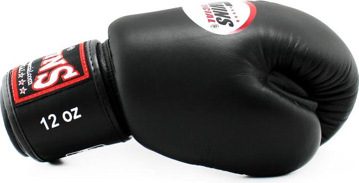 Immagine prodotto Twins Boxhandschuhe (Leder schwarz, langer Klettverschluss) (16 OZ, Taglia unica)