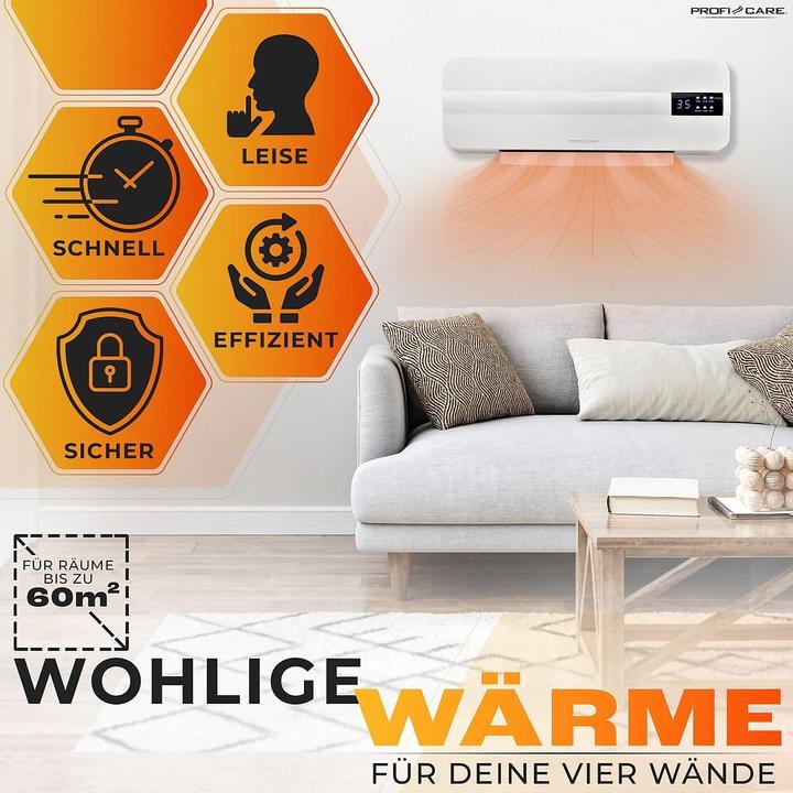Actual product image Profi-Care Wall-mounted ceramic fan heater PC-HL 3116 white (2000 W)