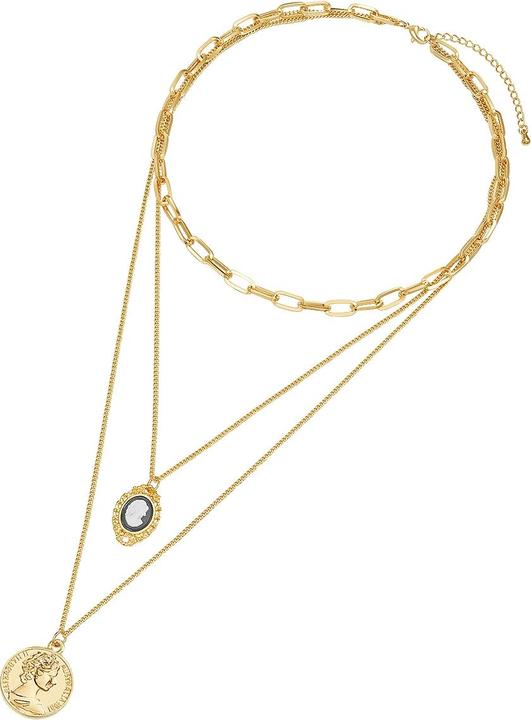 Produktbild Lulu & Jane Damen Medaillon/Münze Metall-Legierung Acryl gelbgold 60,0 cm Basiskette + 5,0 cm Verlängerung - 292 (Metall-Legierung, 60 - 65 cm)