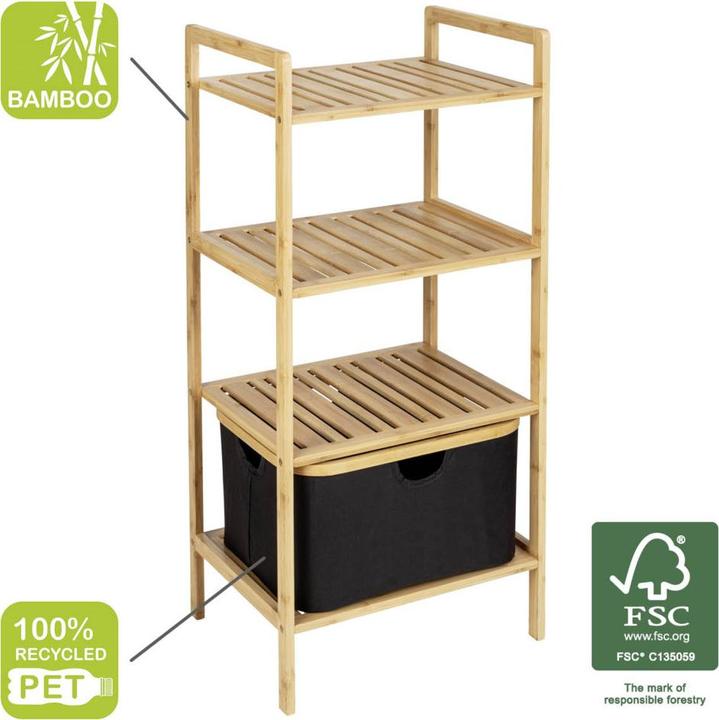 Actual product image Wenko Ecori Shelf 44 x 93.5 cm, Nature/Black (10 x 36 x 96 cm)