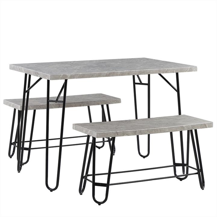 Produktbild Beliani Essgruppe grau Marmor Optik 4-Sitzer 110 x 70 cm KEMPTON (110 x 70 x 76 cm)
