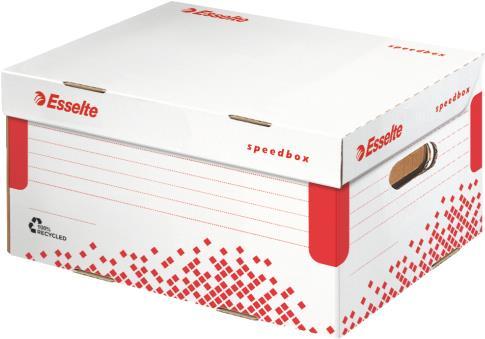 Produktbild Dymo Esselte Archiv-Klappdeckelschachtel SPEEDBOX, DIN A4, weiss/rot, für DIN A4+ Format, aus 100% (A4)