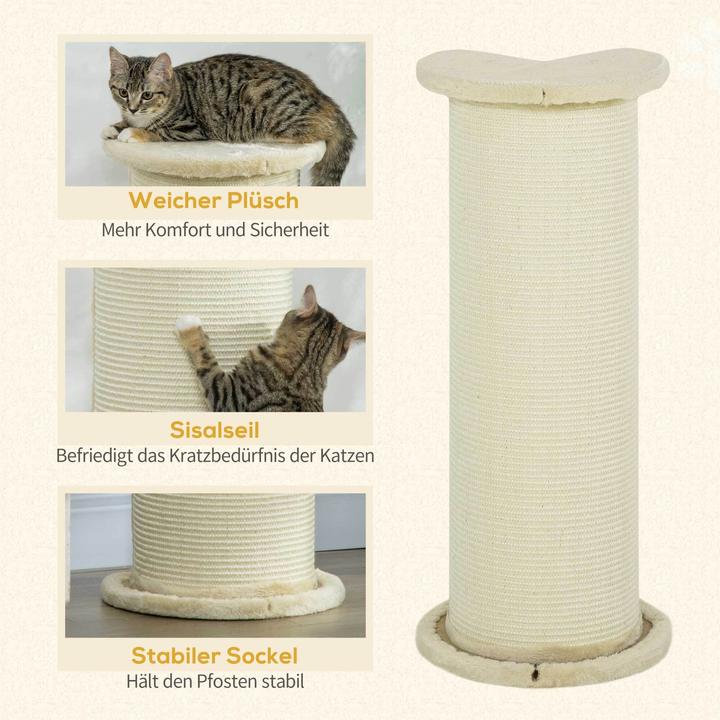 Produktbild PawHut Kratzbrett für Ecken mit Anti-Kipp-Vorrichtung (85 cm, Cremeweiss)