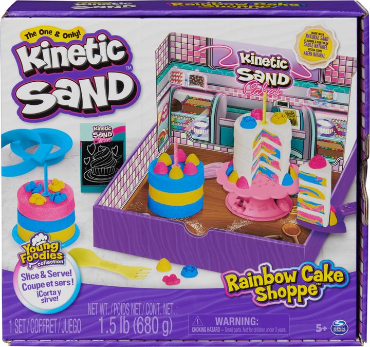 Actual product image Spin Master Kinetic Sand, Rainbow Cake Shoppe, 680 g de sable jaune, rose, bleu et blanc parfumé à la vanille, 1