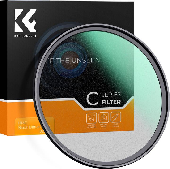 Actual product image K&F Concept 52MM Black Mist Filter 1/4, Ultra-thin 18 layer Green Coatings (C Series) (4 mm, Black Mist Filter)