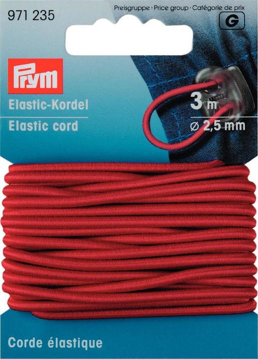 Actual product image Prym Elastic cord, red 2.5 mm, card 3 m