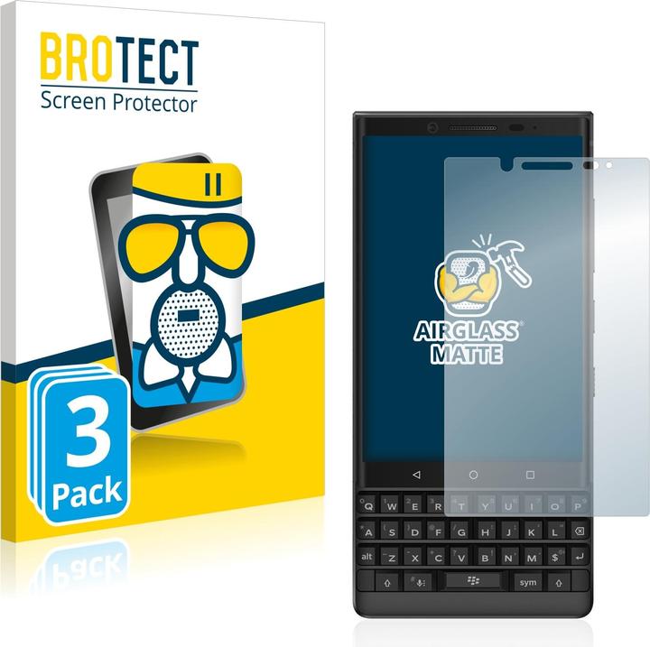 Productafbeelding BROTECT AirGlass Matte kogelwerende glasfolie (3 Stuk, Blackberry KEY2)