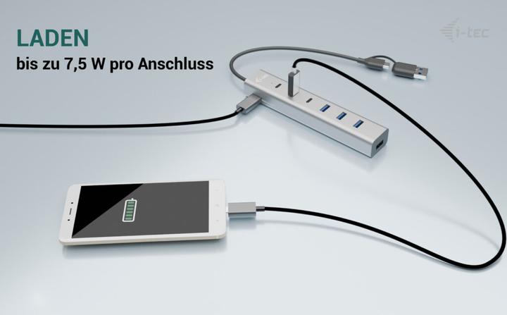 Image du produit i-tec USB-C/USB-A Charging Metal HUB 7 Port 3x USB-C 3.2 Gen. 1 4x USB-A 3.2 Gen. 1 (USB-C, USB-A, 7 Ports)
