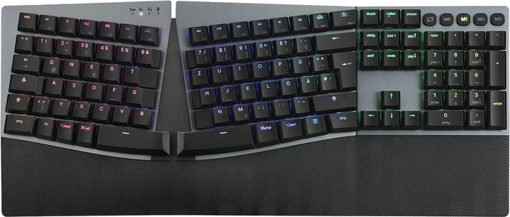 Actual product image Perixx PERIBOARD-835 BR DE, wireless RGB-illuminated ergonomic mechanical keyboard - flat bra (DE, Wireless)