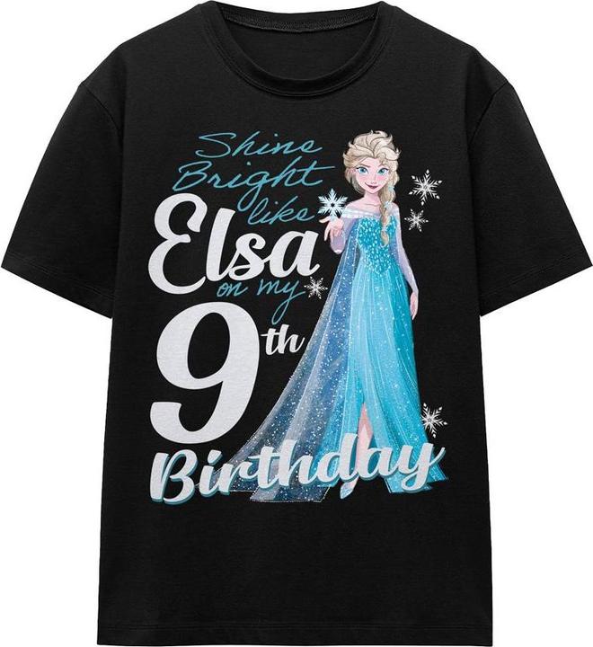 Actual product image Disney Frozen Unisex Adult Bright Like Elsa 9th Birthday T-Shirt (M)