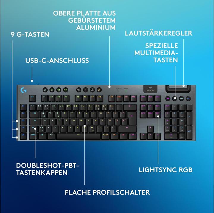 Actual product image Logitech G G915 X Lightspeed (CH, Wireless, Cable)