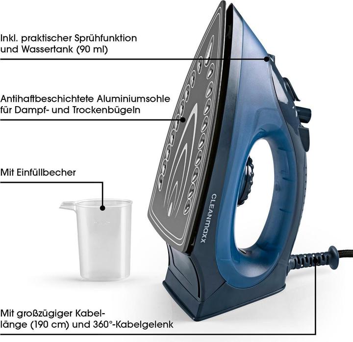Productafbeelding CleanMaxx Stoomstrijkijzer CLEAN editie (2200 W, 0.70 g/min)
