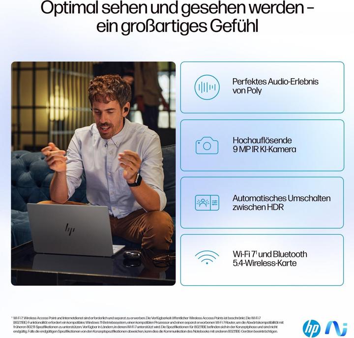 Actual product image HP OmniBook Ultra 14-fe0097ng Notebook 14"" (35.6cm) (14", Marvell Armada 375, 32 GB, 1000 GB, DE)