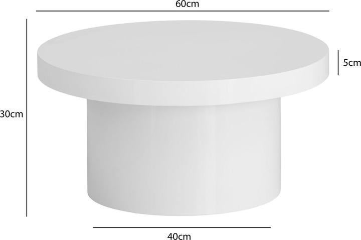 Produktbild FineBuy Couchtisch Sofatisch Weiss 60 cm Hochglanz Wohnzimmertisch Rund Klein (Ø 60 x 30 cm)
