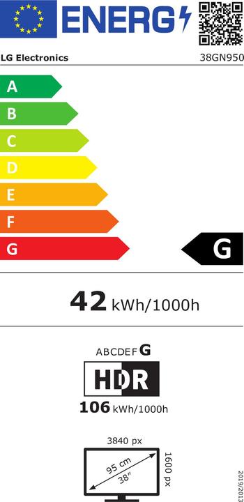 Etichetta energetica LG 38GN950-B (3840 x 1600 pixel, 37.50")