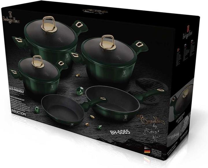 Immagine prodotto BerlingerHaus Set Di Pentole In Titanio 10 Pezzi. Casa Berlinger Bh-6065 Smeraldo (Set di pentole e padelle da cucina, Alluminio)