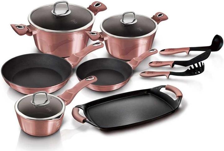 Produktbild BerlingerHaus POT SET 12 ELEMENTS I-ROSE BH-6044 (Bratpfanne, Aluminium)