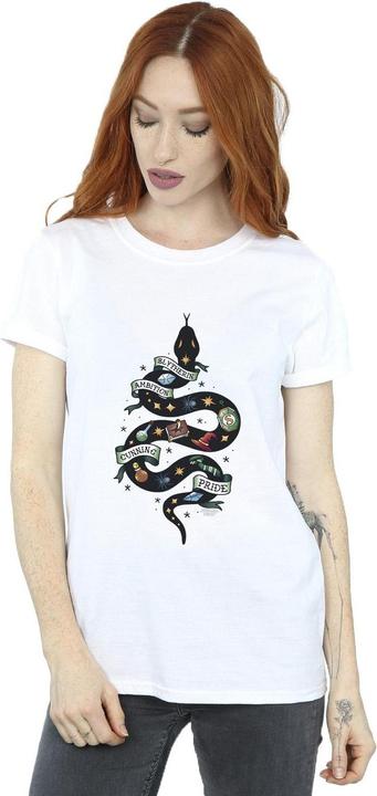 Actual product image Womens/Ladies Slytherin Sketch Cotton Boyfriend T-Shirt (L)