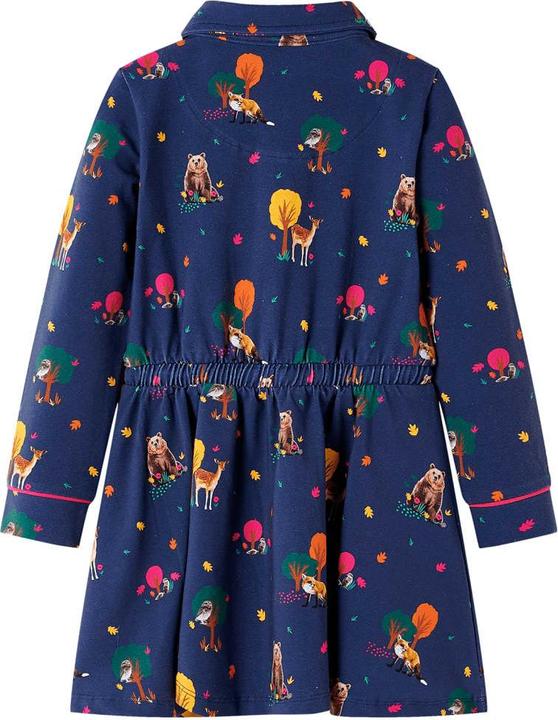 Actual product image VidaXL Children's dress with long sleeves and drawstring navy blue (140)