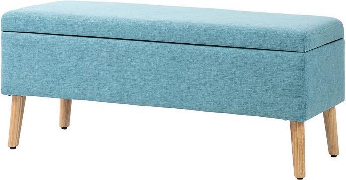 Actual product image Swisshandel24 Bench, storage space, linen look, rubberwood blue 110x39x45cm (110 cm)