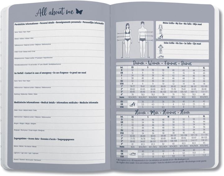 Valeurs nutritives et ingrédients Jolie Calendrier hebdomadaire (A5, Allemand, Français, Anglais, Néerlandais)