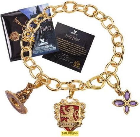 Noble Collection Bracciale Harry Potter con ciondoli a forma di placca o Lumos Grifondoro (20 cm)