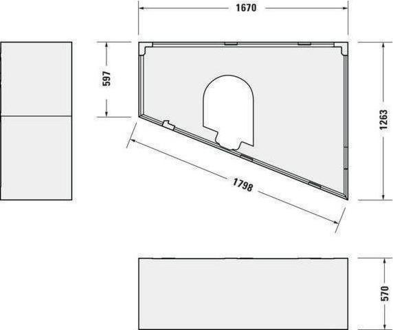 Produktbild Duravit Badewanne PAIOVA 1700x1300mm, 1 Rückenschräge rechts weiss (235 l, 170 cm, 130 cm)