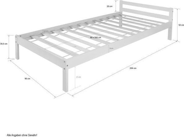 Image du produit Homestyle4u Lit en bois Lit d'adolescent Lit de jour Lit simple (90 x 200 cm)