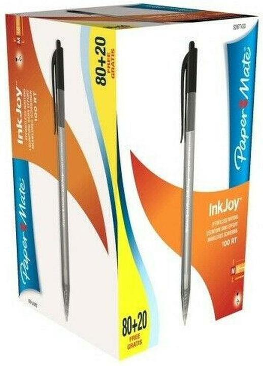 Immagine prodotto Paper Mate Paper:Mate InkJoy 100 RT biro, confezione Value Pack, nero (Nero, 100 x)
