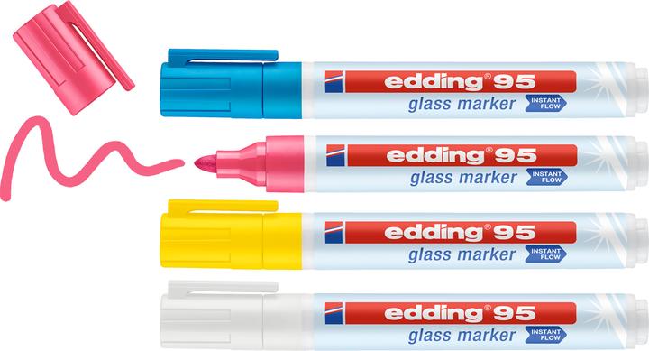 Actual product image Edding Glassboard Marker Set (White, Light blue, Pink, Yellow, 3 mm, 4 x)