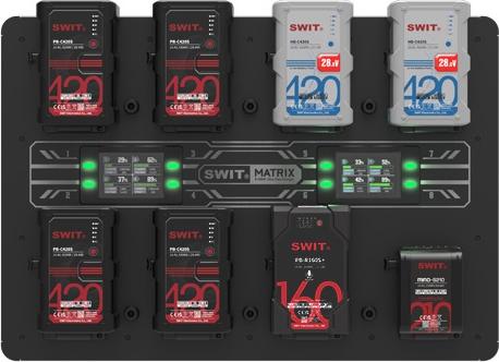 Actual product image Swit MATRIX-S8 | 8ch x max 6A Top Fast Simultaneous 14V/28V Wall Charger, V-mount(PC-W461S)