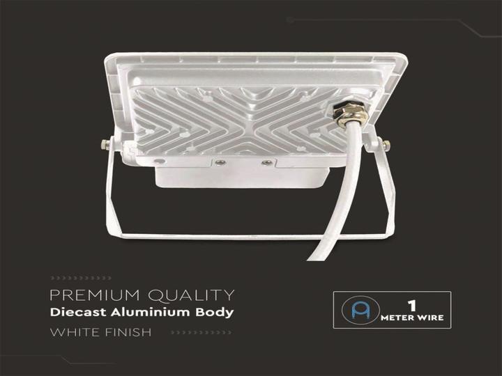 Actual product image V-TAC VT158S1 50W LED PIR Sensor Floodlight SAMSUNG Chip White Body 4000K 1M Cable (4000 lm)