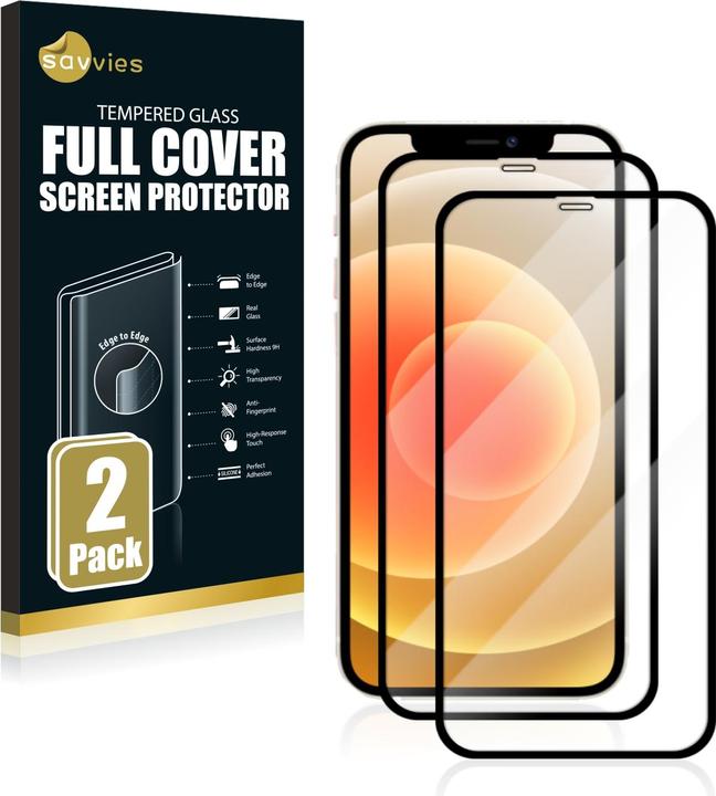 Produktbild Savvies Full-Screen Displayschutz Panzerglas Schutzglas (2 Stück, Apple iPhone 12 Pro)