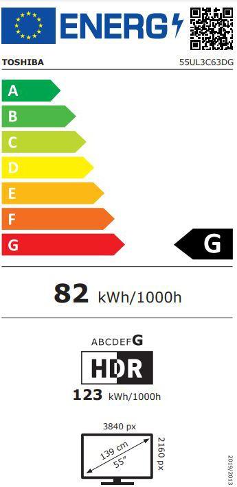 Energy Label Toshiba 55UL3C63DG (55", LED, 4K)