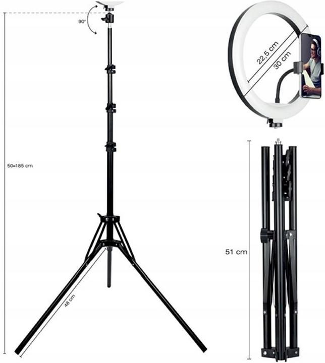 Image du produit Tracer RING 30cm tripode 210cm lampe à anneau (1700 lm)