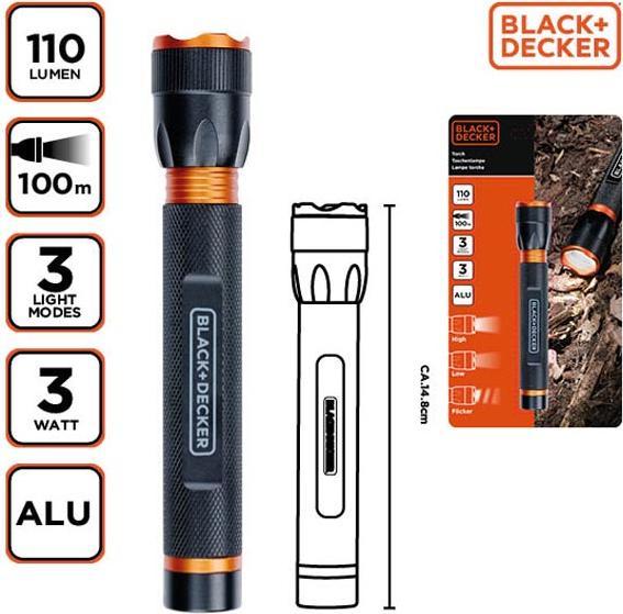 Produktbild Black & Decker Torch LED 3W 110Lm 100m beam (14.80 cm, 110 lm)