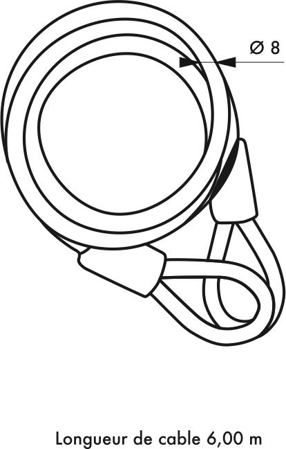 Produktbild Thirard Kabelschloss twisty, Fahrrad, Gartenhaus, ø 8, 6.00m, Stahl mit PVC-Mantel