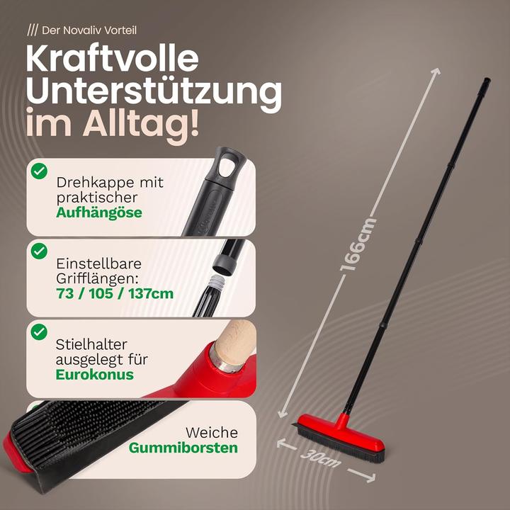 Actual product image Novaliv 4x Gummibesen mit Stiel zum Stecken Auto & Abzieher Friseurbesen Gummi Noppenbesen Hundehaar (1 pcs.)